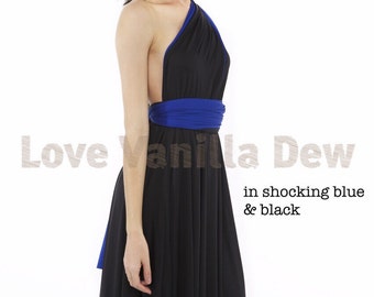 Bridesmaid Dress Infinity Dress Gem Black Shocking Blue Reversible Wrap Convertible Dress Wedding Dress