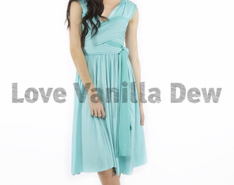 Bridesmaid Dress Infinity Dress Turquoise with Petal Green Reversible Wrap Convertible Dress Wedding Dress
