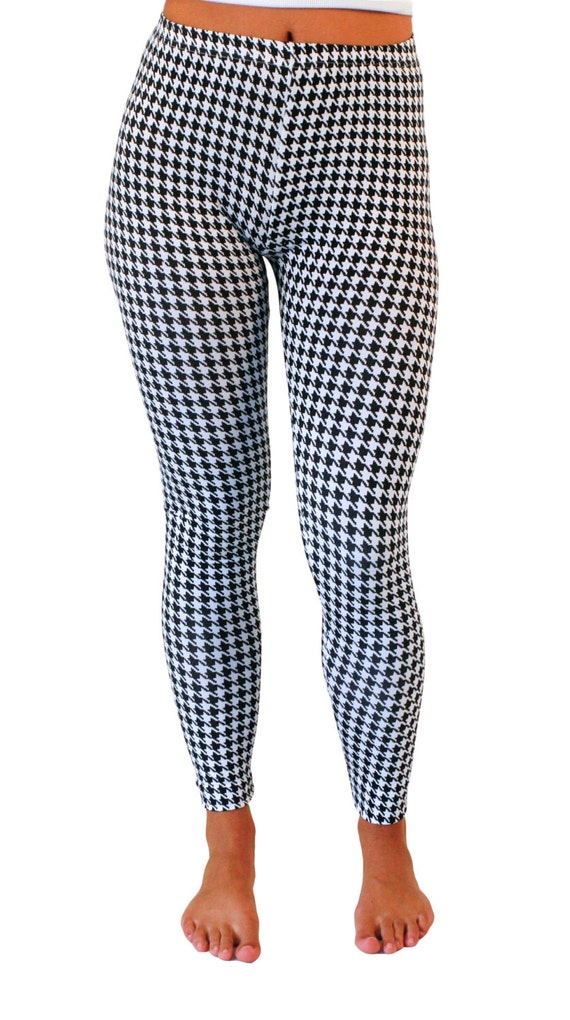 Black/White houndstooth leggings by GamedayLeggings on Etsy