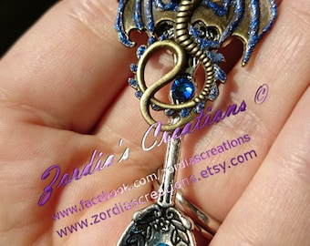 Dragon Pendant, Silver Spoon, Antique Silver Spoon pendant, Silver Spoon necklace, Dragon Necklace, Guardian Dragon Pendant