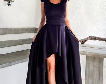 Short front long back shoulder pad dress - #95006