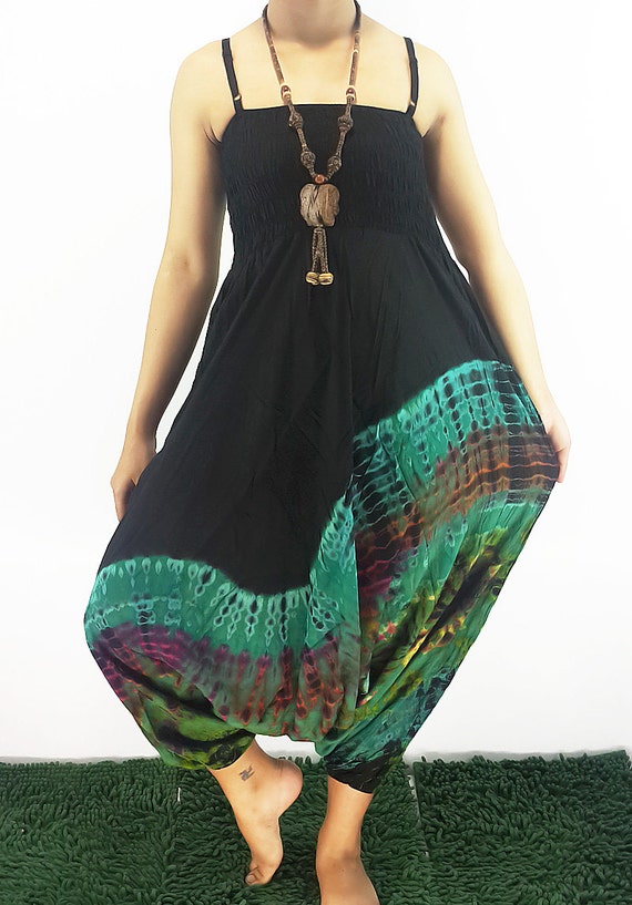 Harem Jumpsuit Pants Jumper Hippie Overalls Rayon Tie by ThaiSaBuy