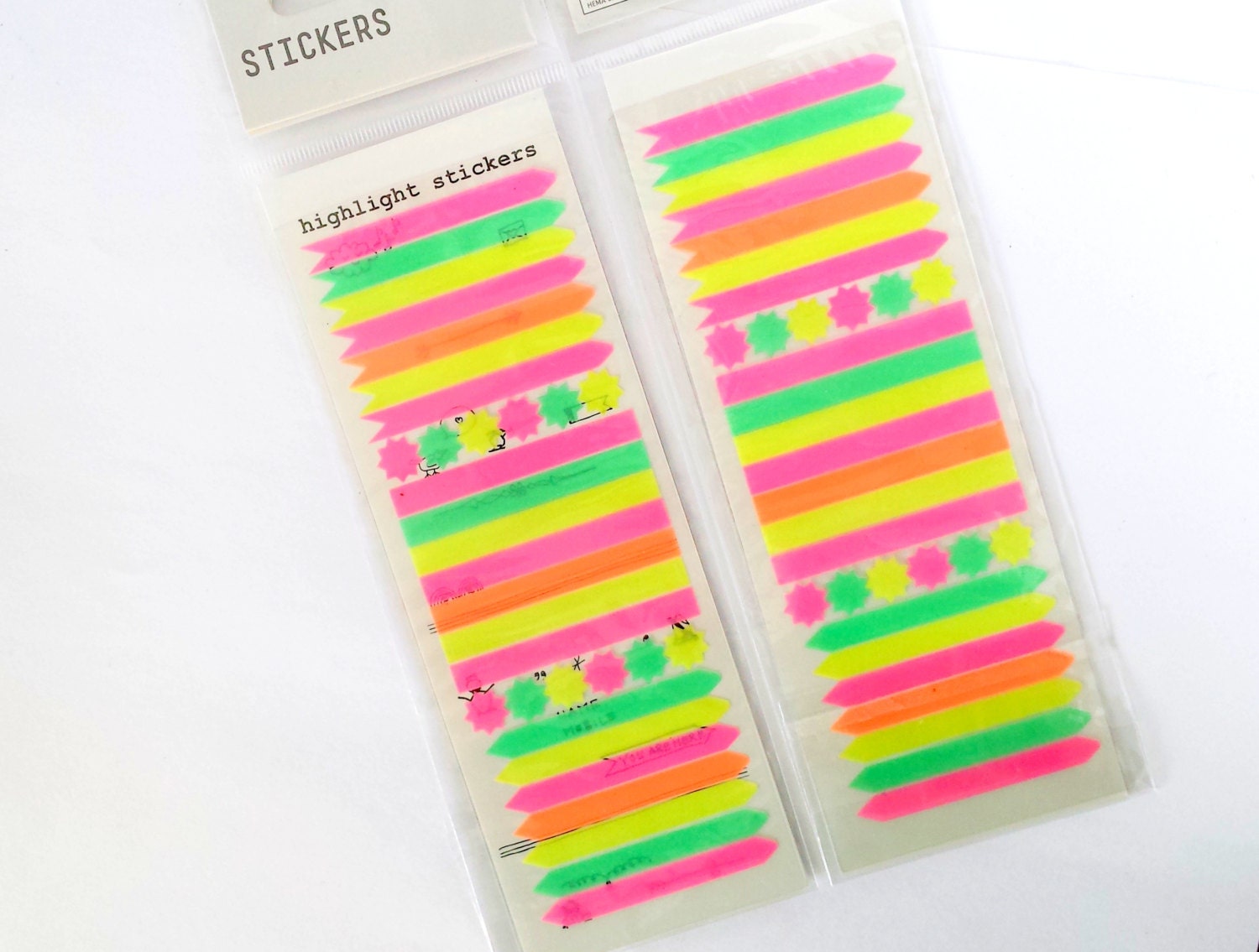 2 sheets of highlight stickers fluorescent