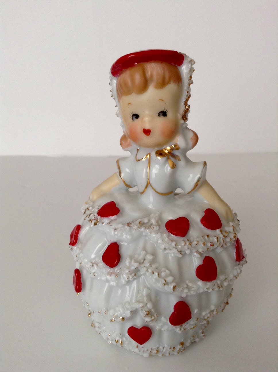 ON HOLD Valentine Girl Figurine Bell by Lefton
