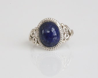 Lapis Lazuli Ring Oval,Lapis Ring, Silver ring, large lapis stone ring