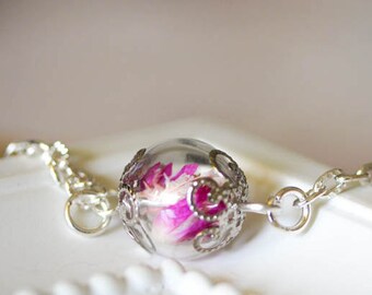 Real Dandelion Bracelet silver wish bracelet Jewelry by RafFinesse