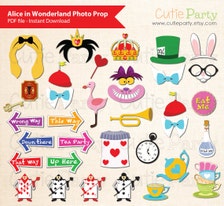wonderland alice booth props prop printable children instant decor
