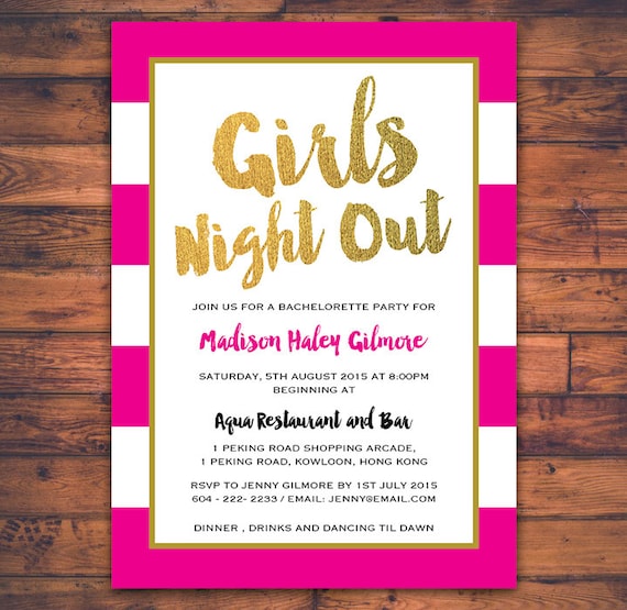 Bachelorette Party Girls Night Out Invitation Card Hen Party