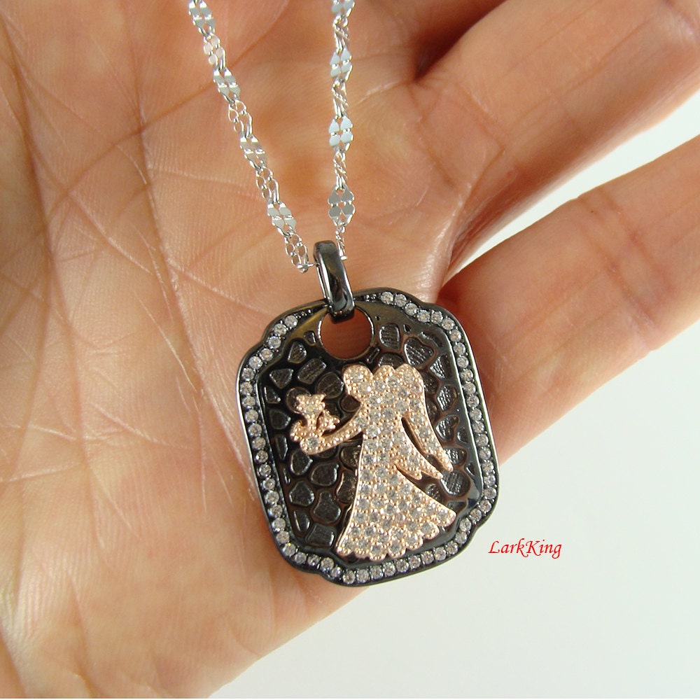 Sterling silver virgin necklace virgo necklace star sign