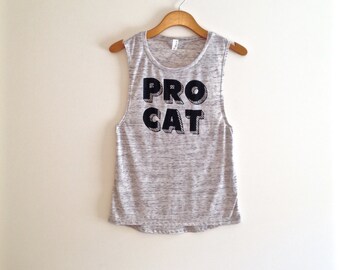 Black and white cat shirt, cool cat shirt, muscle tee, cat tank top, yoga clothes, pro cat, crazy cat lady, gift for cat lover, funny cat