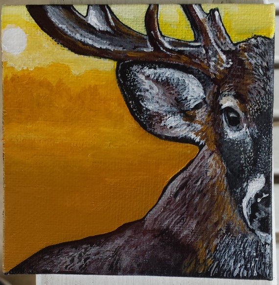 deer head by j travis duncan 4x4 acrylic painting by panoplei deer head by j travis duncan 4x4 acrylic painting by panoplei