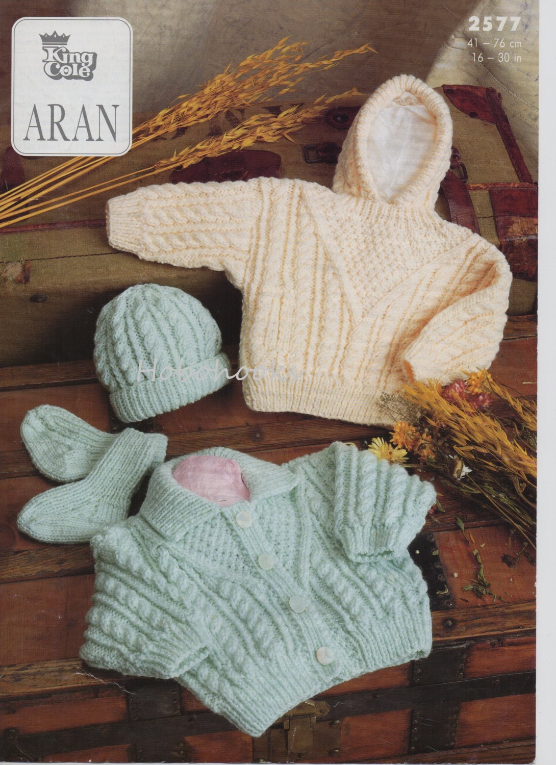 Baby childs childrens aran cardigan aran sweater with hood hat