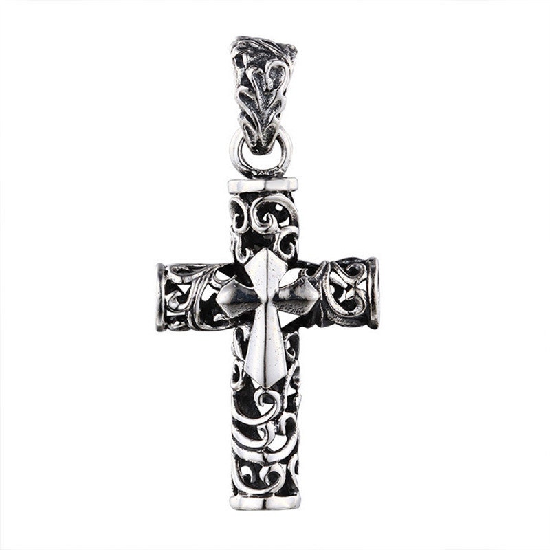 Sterling Silver Cross Pendant Double Cross Pendant 925