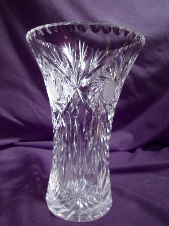 Cut Crystal Vase American Brilliant Period Antique Glass