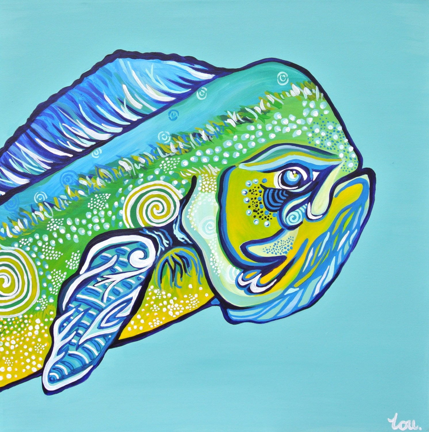 Mad for Mahi 24x24 Acrylic on Canvas ORIGINAL SOLD by paintbylou