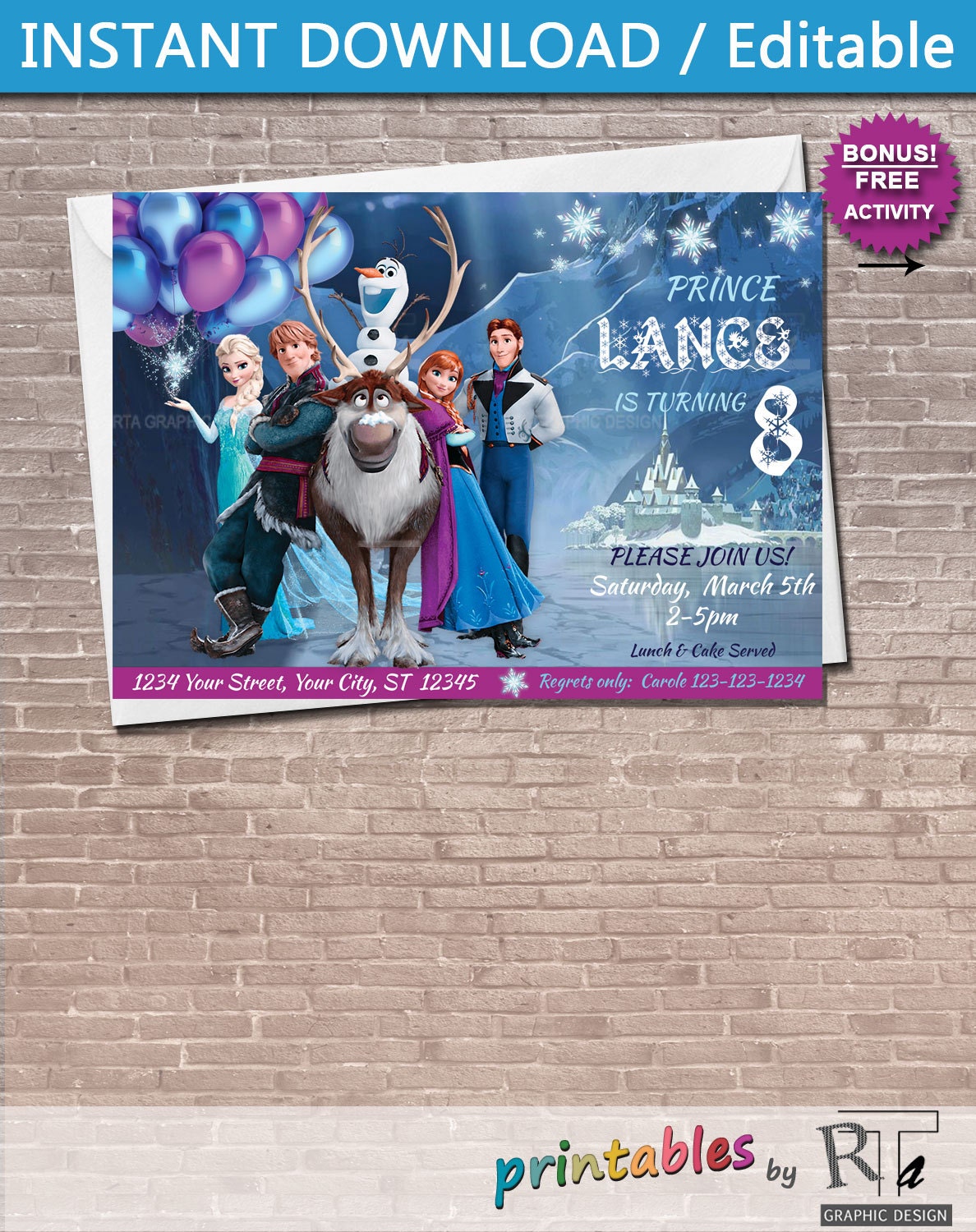 Frozen Cast Party Invitation / Instant Download & Editable