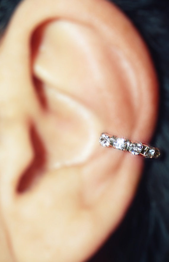 Rhinestone Ear CuffSilver Ear Cuff by SugarAndBloodJewelry on Etsy