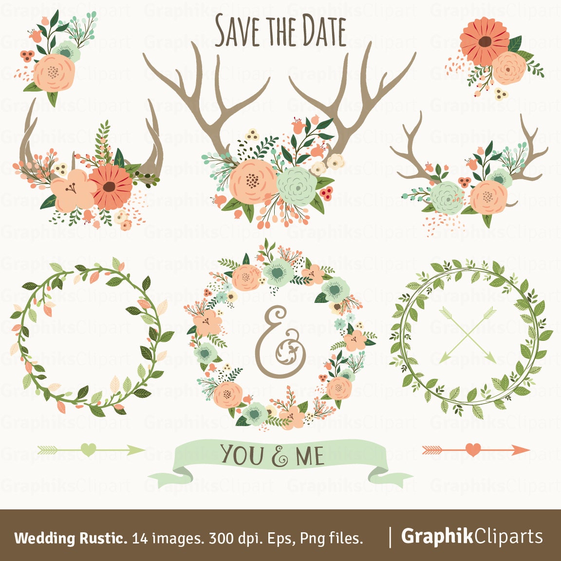 Download Rustic Wedding Clipart. WEDDING CLIPART. Floral