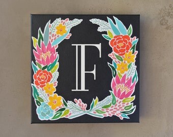 Items similar to Monogram Canvas Painting - Original Painting Handmade