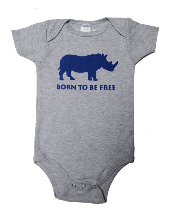 Items similar to 100 Cotton Baby Onesie with Born to Be Free Rhino in