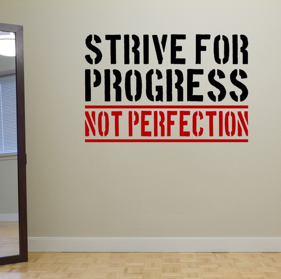 Strive for progress not perfection. Wall Fitness Decal Quote