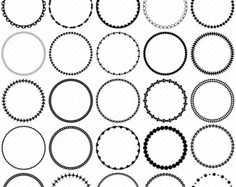 Simple Circle Frames 9 inch Round Clip Art Border Digital