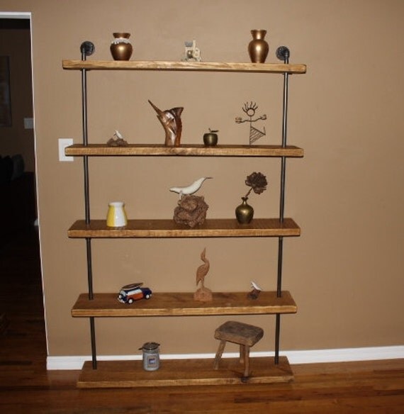 Industrial wall unit Reclaimed wood shelves by ReclaimedWoodUSA