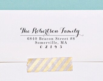 Custom Return Address Stamp, Calligraphy Address Stamp, Self Inking Stamp, Family Name Stamp, Custom Stamp, Housewarming Gift, H101