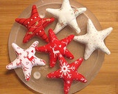 Nordic  Christmas Red  and White Star Bowl Filler  Ornaments
