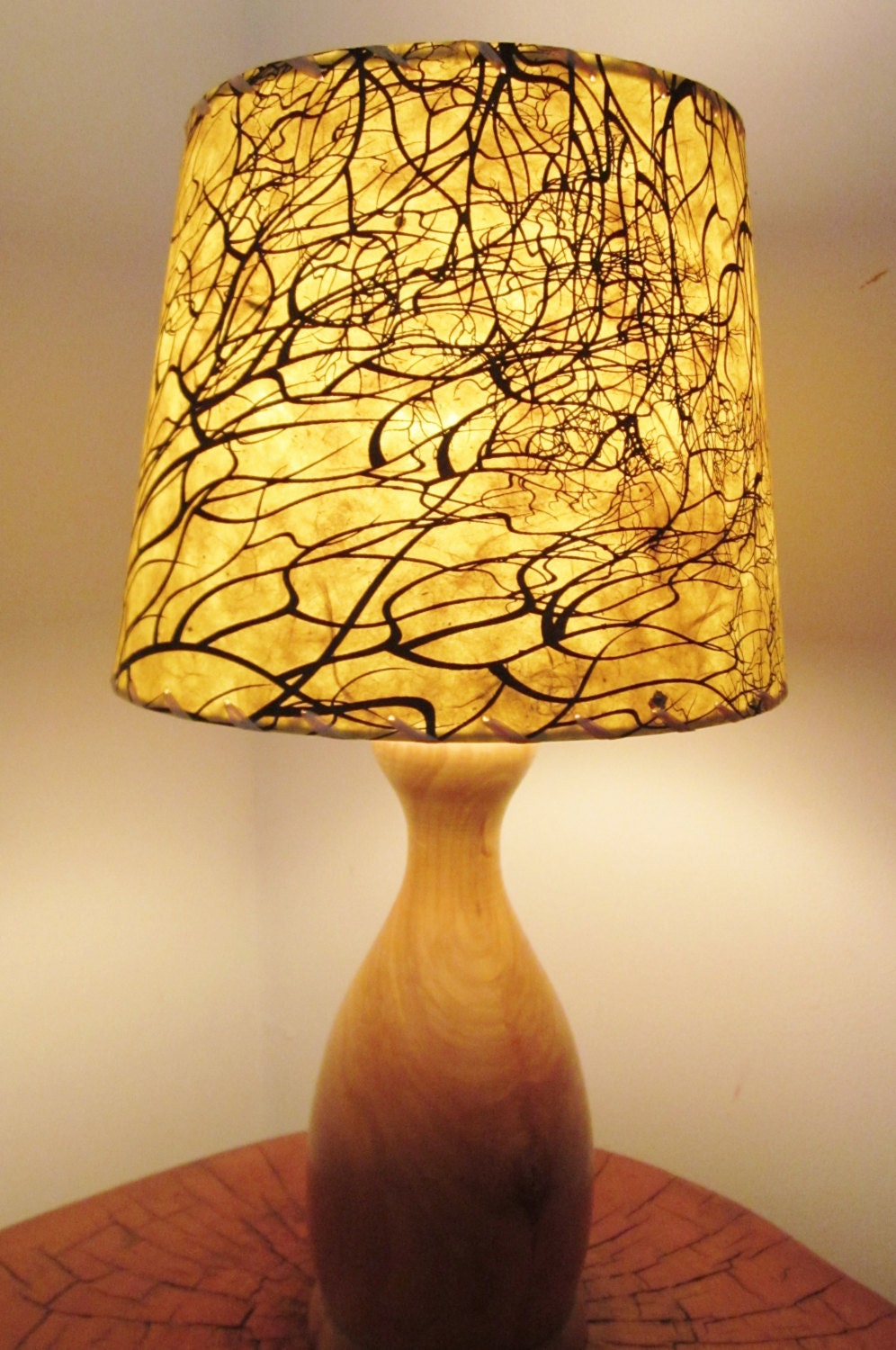 Tree Root Silkscreened Paper Lamp Shade Drum Lamp Shade