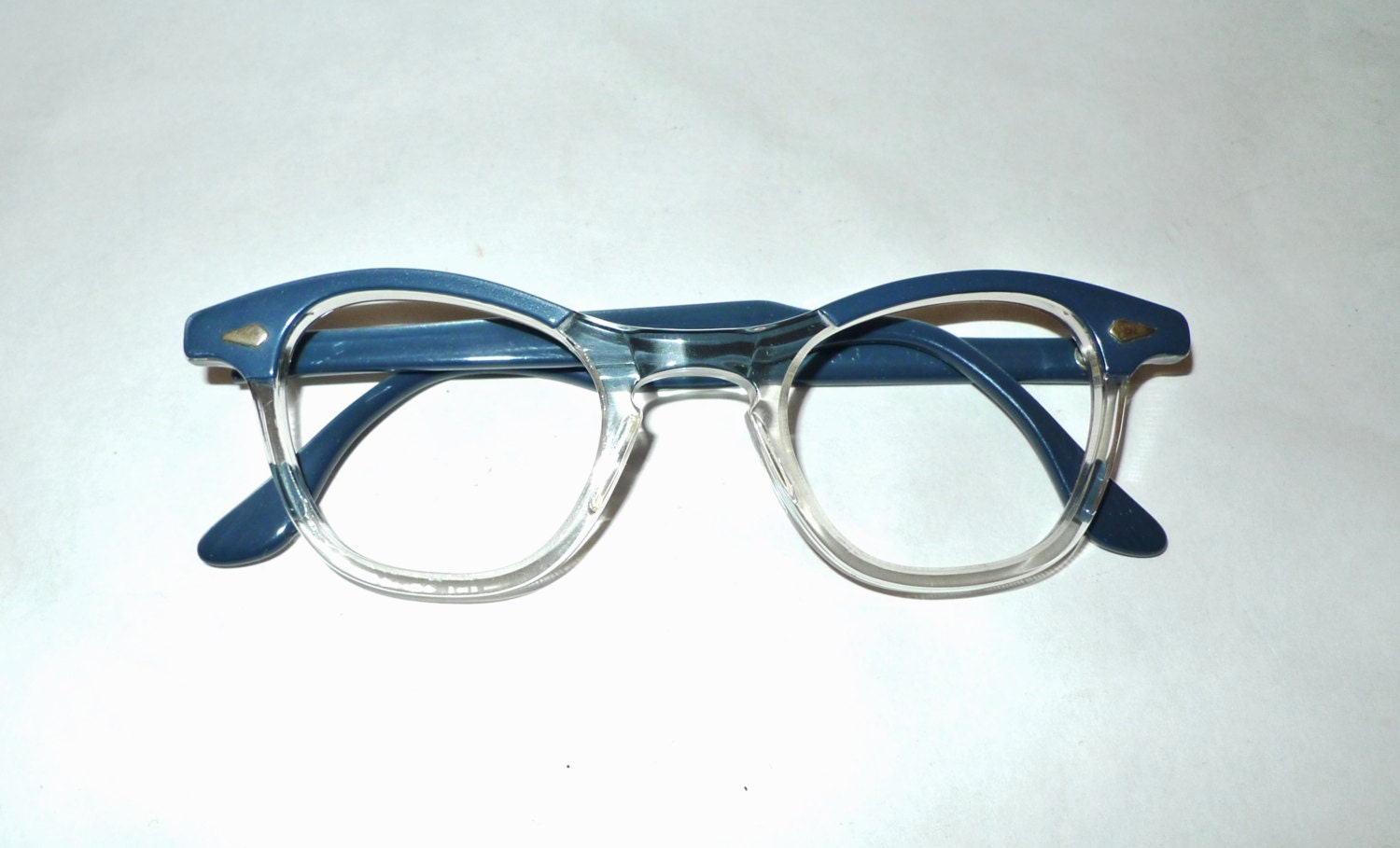 Tart Optical Vintage Nos Blue Over Crystal Clear Eyeglass