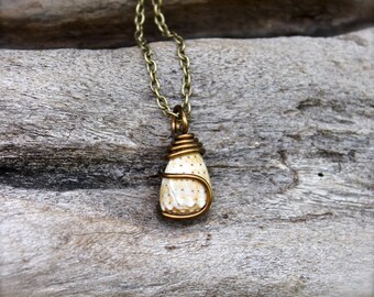Hawaii Seashell Necklace - Hawaiian Cone Shell Wire Wrap Jewelry from Hawaii - Hawaiian Jewelry - Beach Bohemian Necklace - Seashell Jewelry