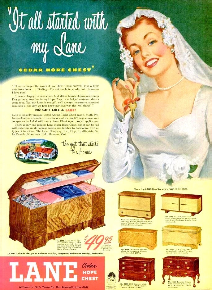 1949 Lane Cedar Hope Chest Bridal Wedding Gift Vintage Bride