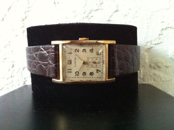 Vintage Men’s Watch - Clinton Wristwatch 10k Rolled Gold Plate, 17 ...