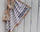 Personalized Baby Boy Blanket- Flannel Receiving Newborn Shower Gift Idea with Gray Chevron, Rocket Ships, Teddy Bears and Robots Personalized Baby Boy Blanket- Flannel Receiving Newborn Shower Gift Idea with Gray Chevron, Rocket Ships, Teddy Bears and Robots