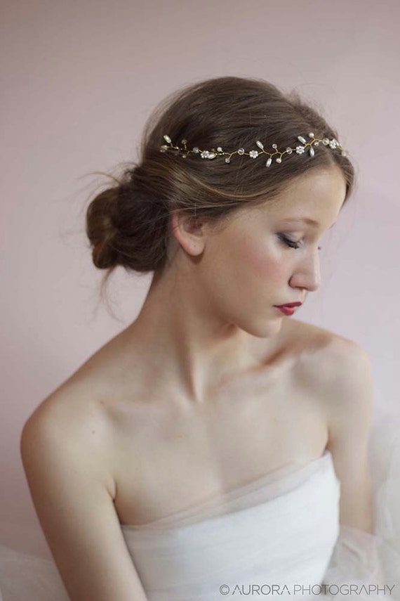 Wedding Hair VineBridal Hair AccessoriesBeaded Pearl Wedding Hair Vine. A lovely and delicate bridal hair accessories made of countless tiny pearl flowers with pearls and crystal accents for your romantic perfect