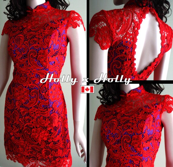 Red Cheongsam, Wedding Cheongsam, Chinese Cheongsam, Red bridesmaid dress, Qipao