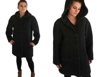 50% off sale! Vintage Wool Hooded Cloak Grey Bohemian Winter Coat Bohemian Southwestern Womens Medium Large