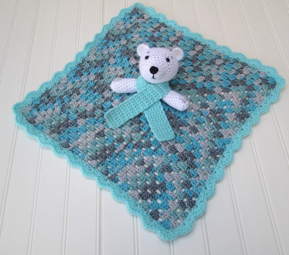Items similar to Sale** Crochet White, Sea Blue and Grays Polar Bear ...