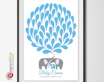 Unique Printable Elephant Baby Shower Guest Book Great for Coed Showers DIY (Digital File)