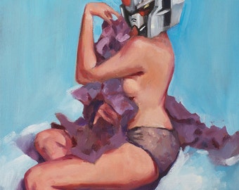 Anime Art. Pinup Gundam Art. Sexy Gundam Painting. Anime Gift