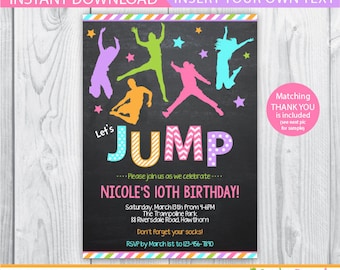 bounce house invitation / jump invitation / trampoline party invitation / trampoline invitation / trampoline birthday invitation / INSTANT
