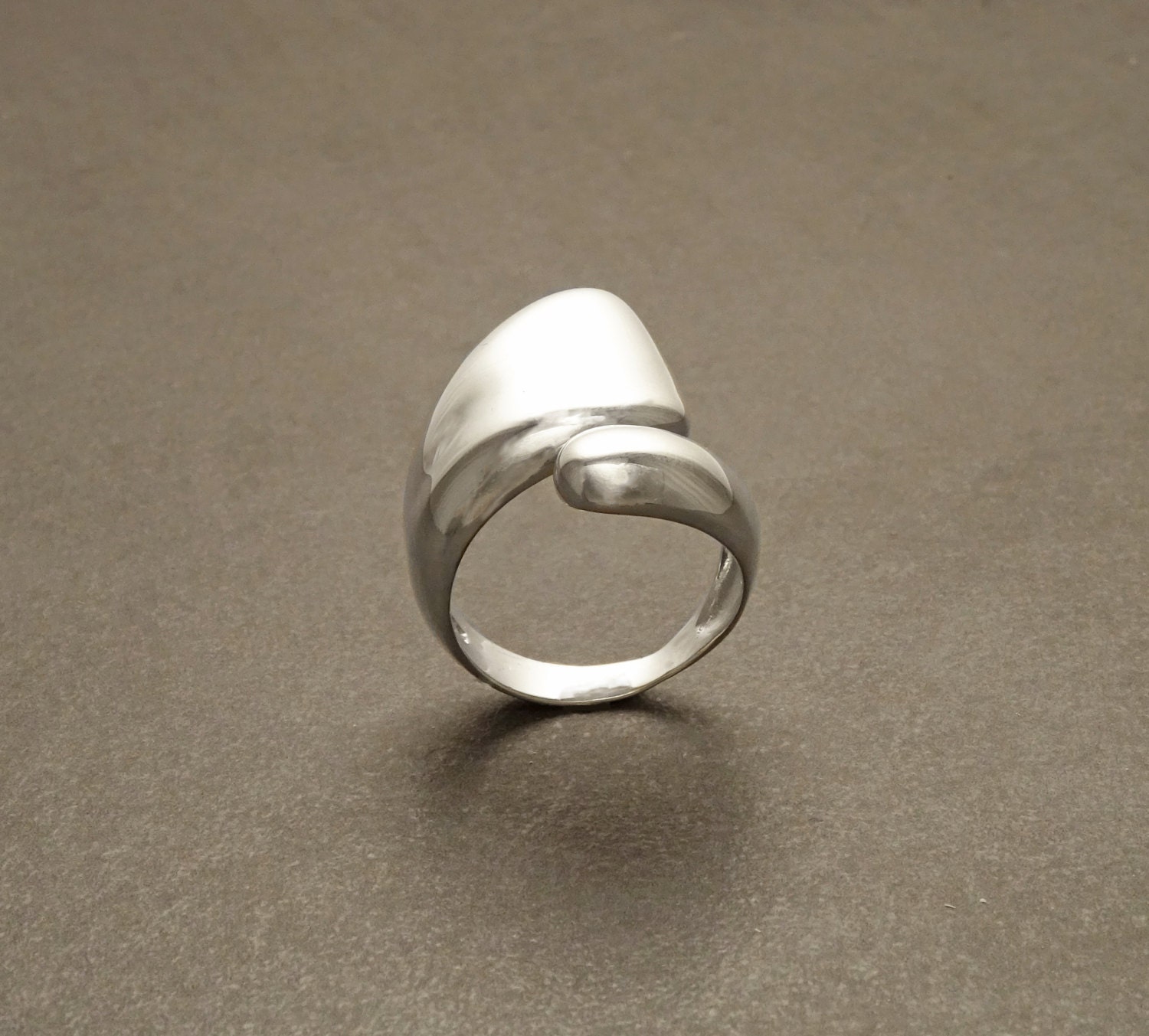 Bypass Ring Sterling Silver Crossing Ring Coiled Ring