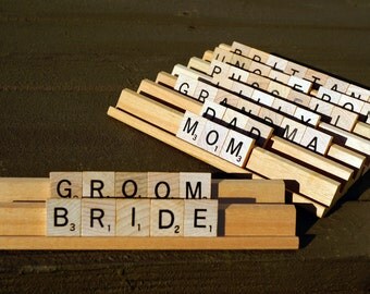 Scrabble Wedding Place Cards | Name Plate Wedding, Anniversary, Personalized Favor | Custom Order | Any Word/Name | *Up to 9 Letters Each*