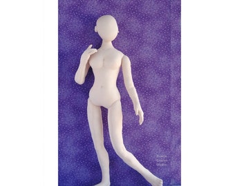 Download pattern 24 inch cloth doll 60cm woman mannequin. Posable soft doll. DIY big fashion doll instructions. Soft sculpture woman.