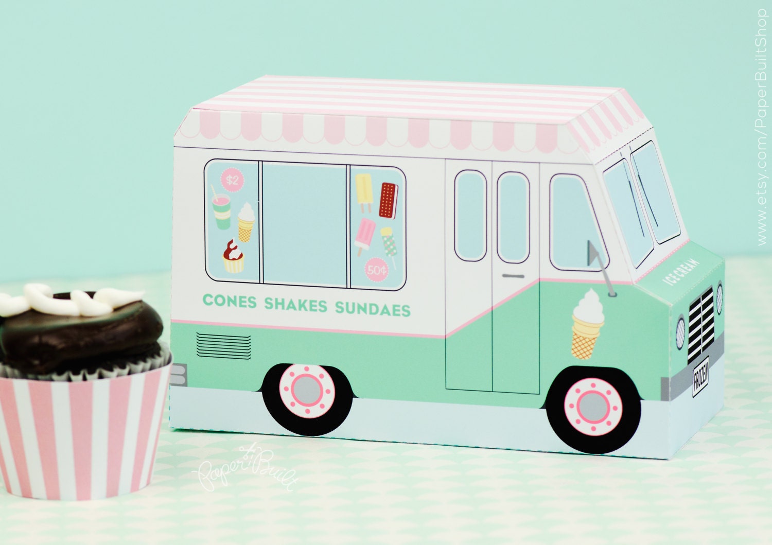 Ice Cream Truck Ice Cream Party Favor Food Truck by PaperBuiltShop