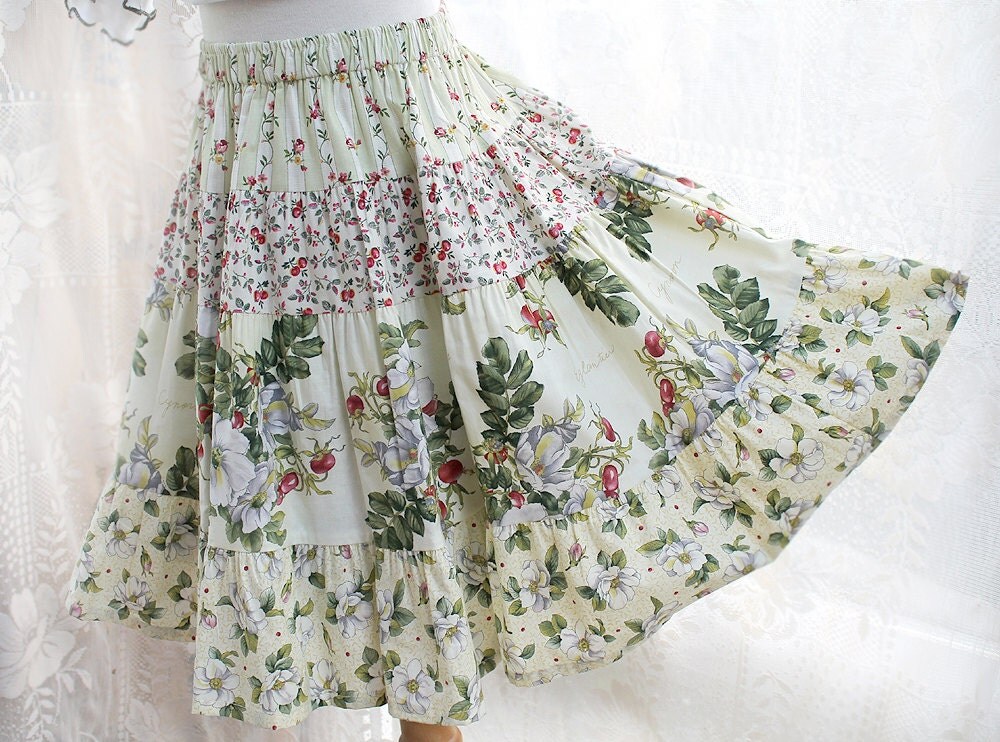 calf length floral skirt