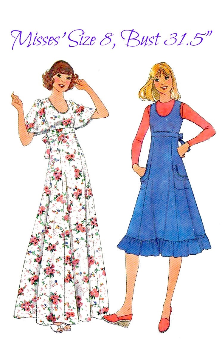 70s Misses' Dress Sewing Pattern Vintage 1977 Simplicity