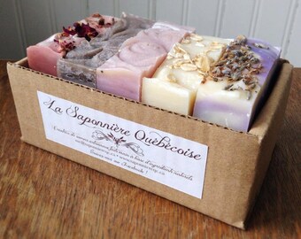 Sélection pour femmes de 5 savons artisanaux faits main 100% naturels, Women Selection of 5 Cold process All Natural Handmade Soaps