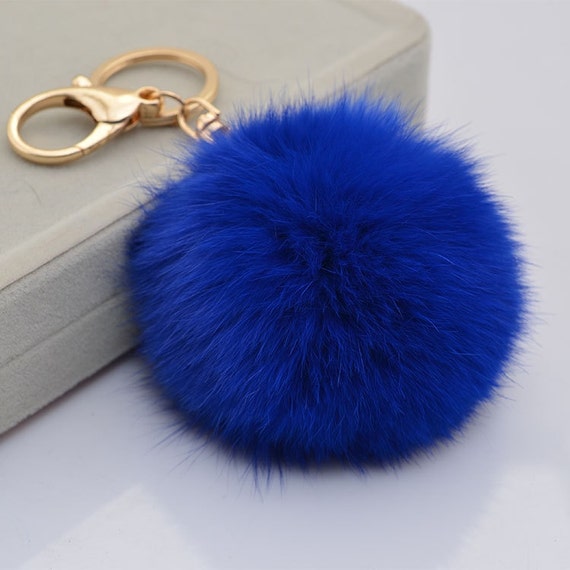 pom pom key charm ring Charm Bag ball car key pom pom Navy keychain for Fur